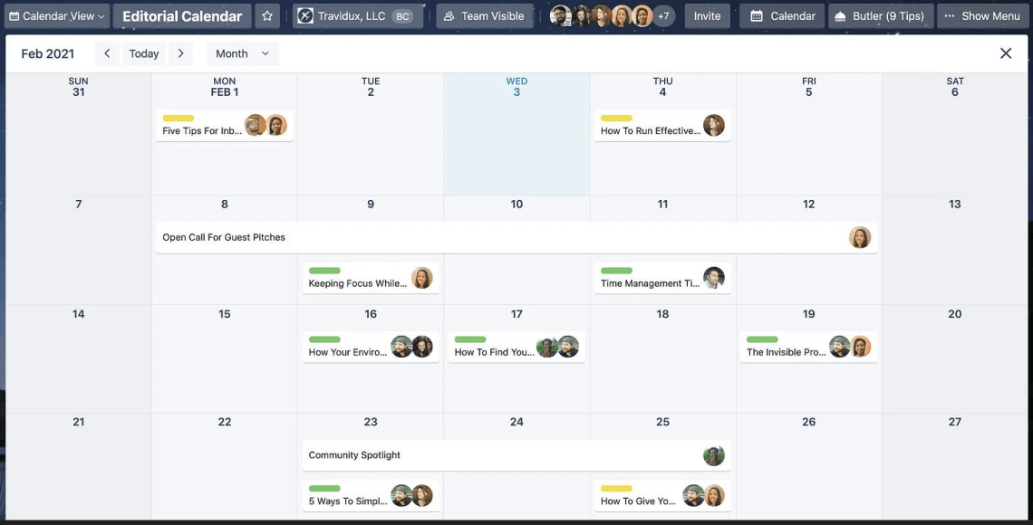 Trello calendar