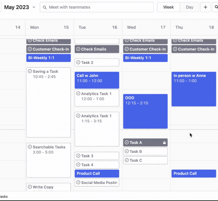 Calendar view of blockers with Motion