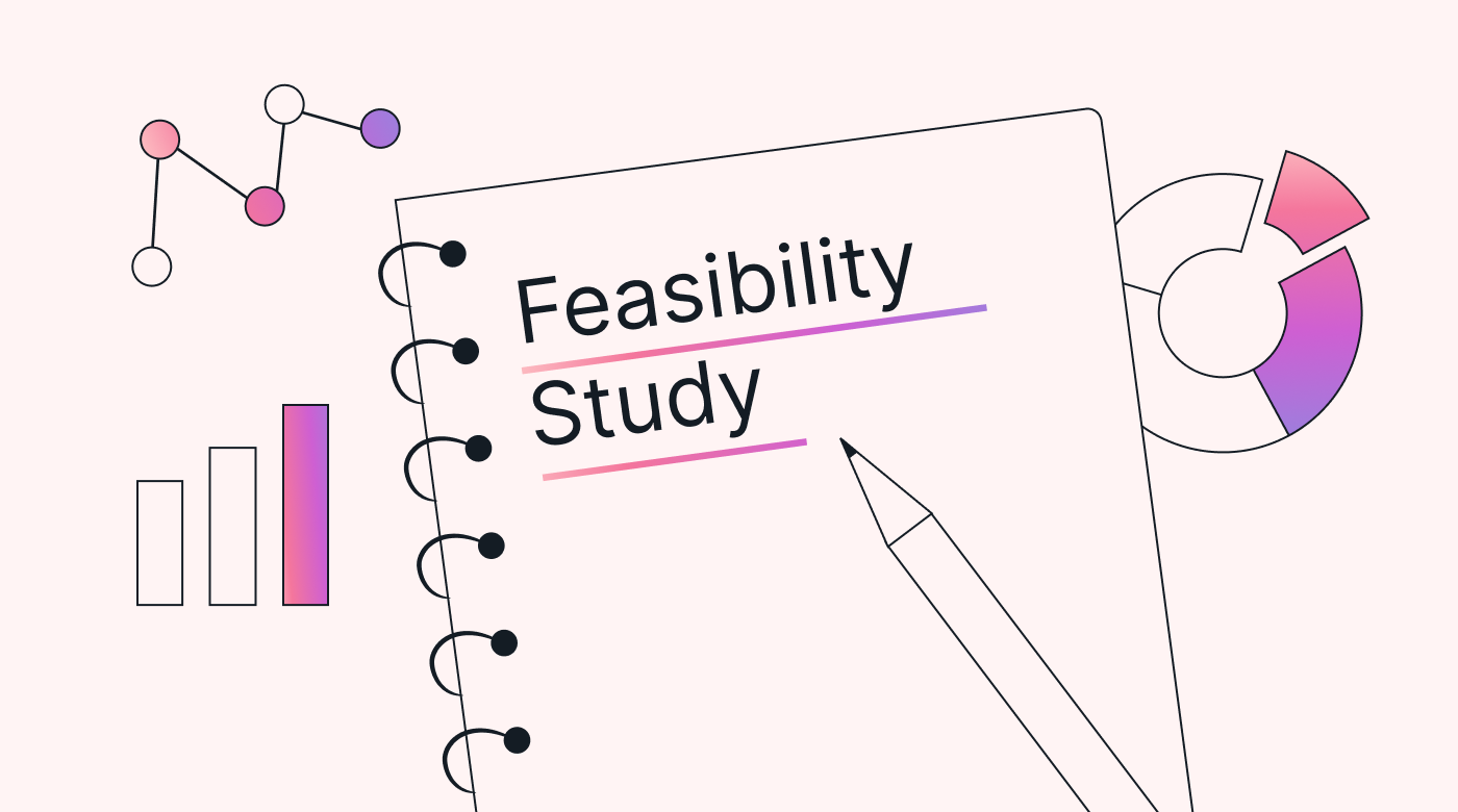 A notebook with feasibility study written on the front