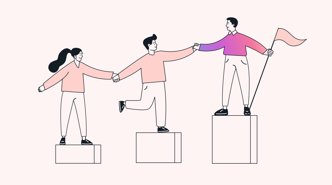 A manager leading their team to progress