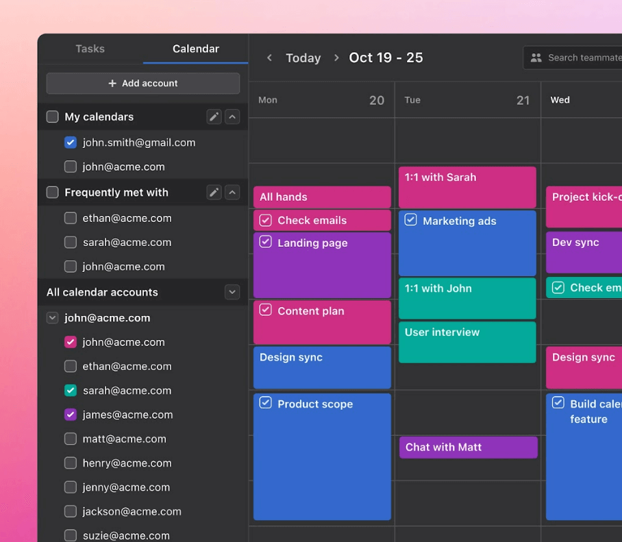 Motion calendar integration view
