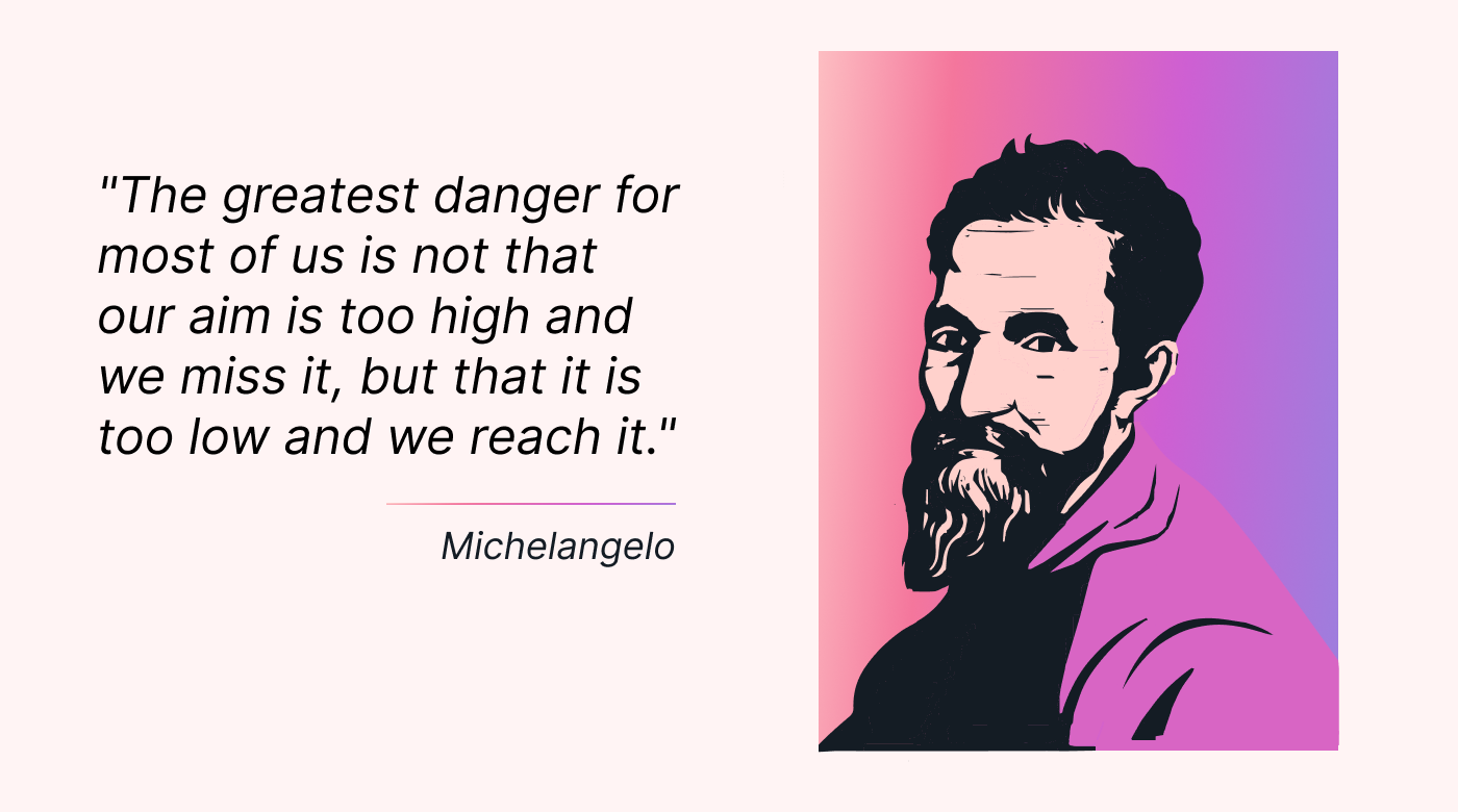 Quote by Michelangelo on setting goals
