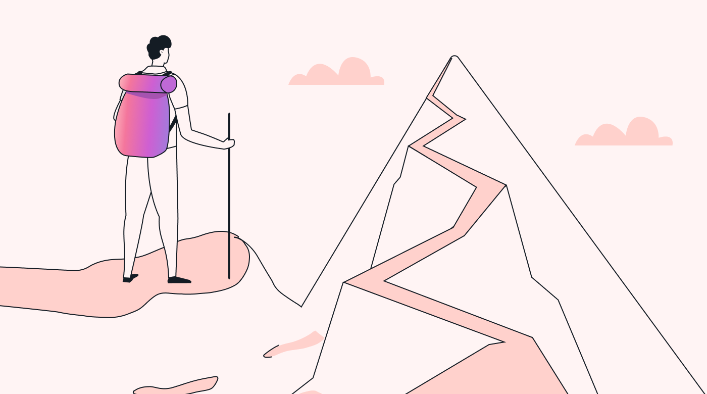 A person climbing a hill