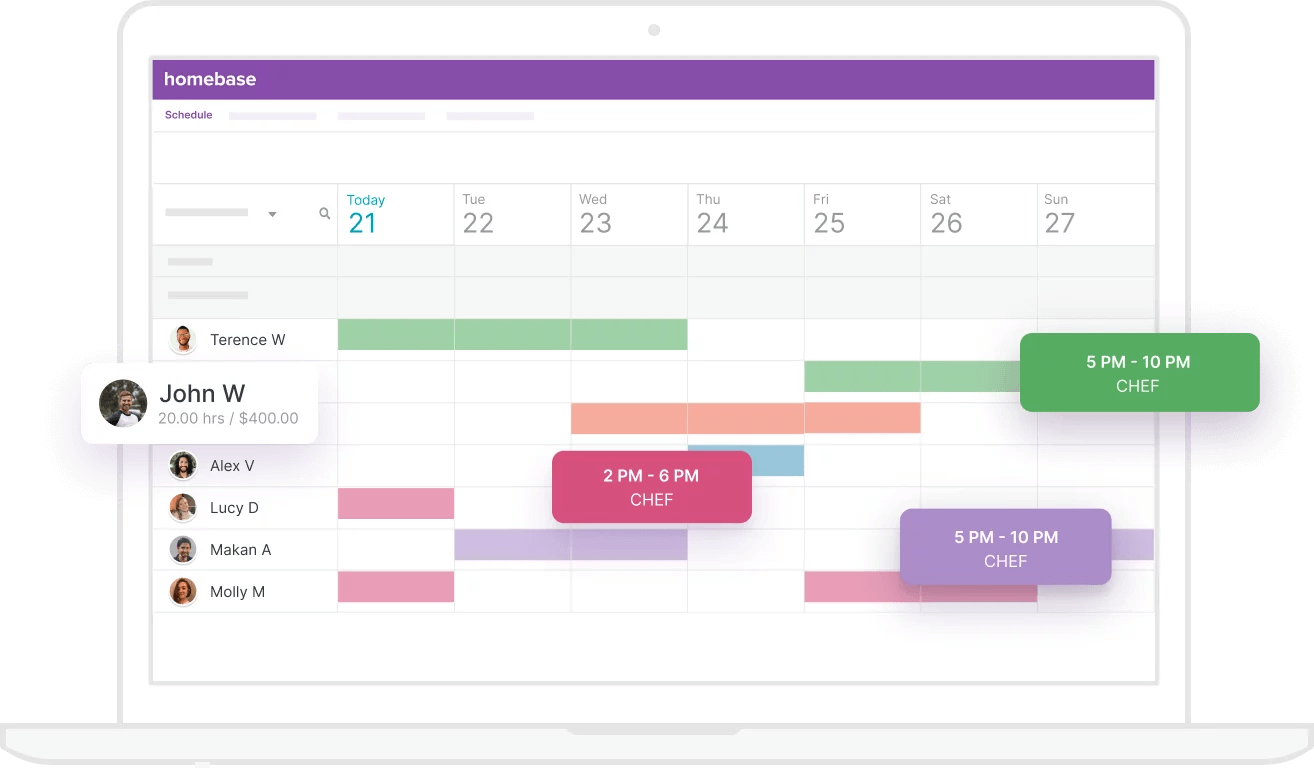 Work schedule maker in Homebase