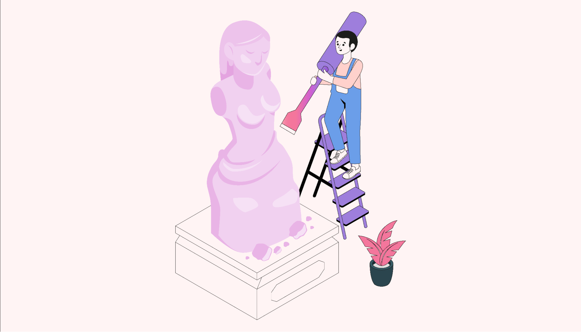 A person making a statue