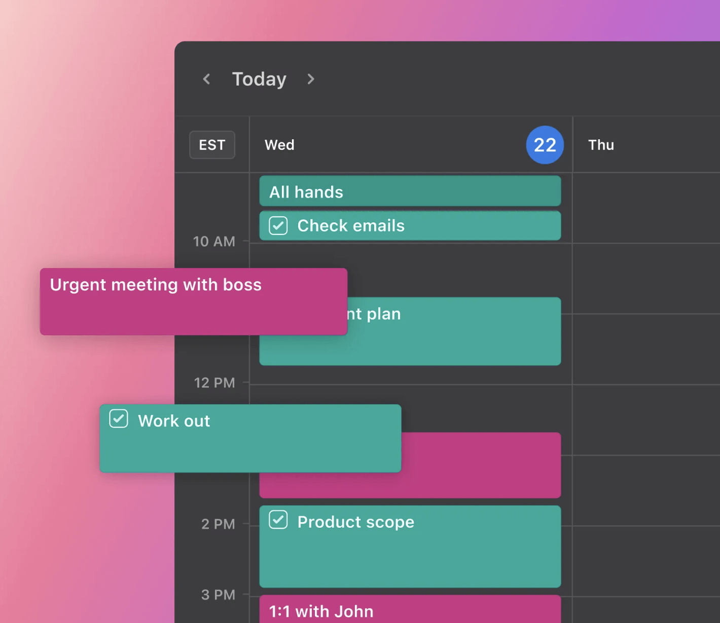 Screenshot of motion calendar
