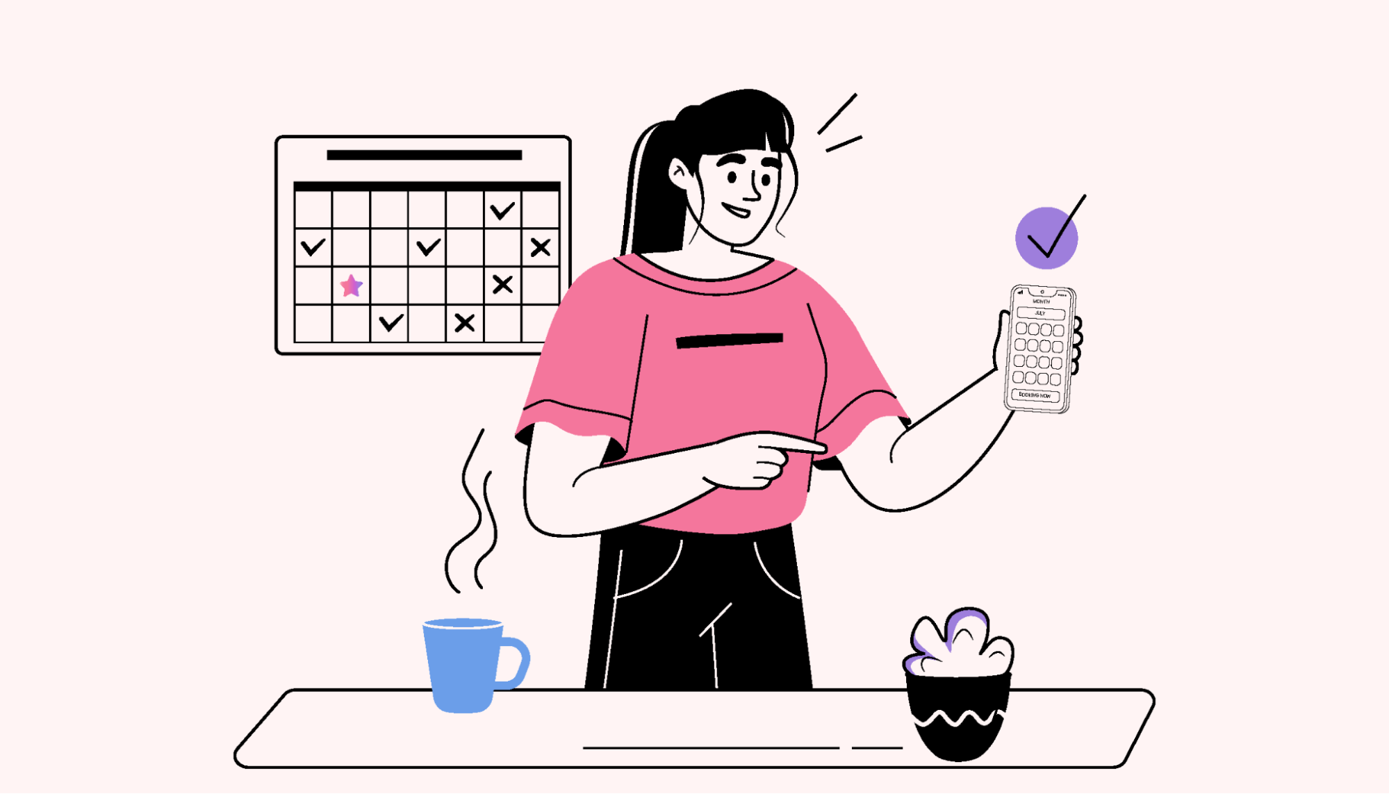 A person checking an online calendar on a phone