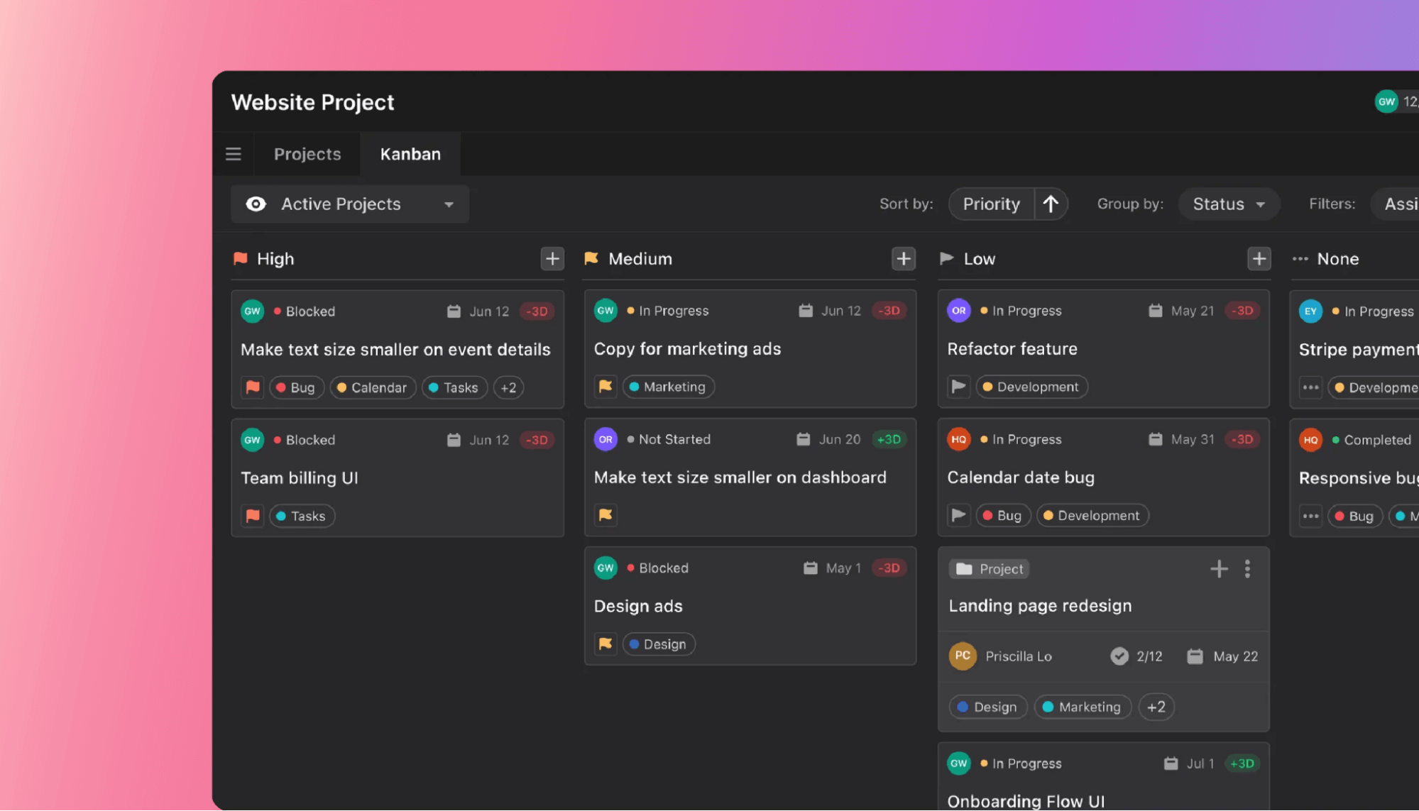 An online project management page from usemotion.com