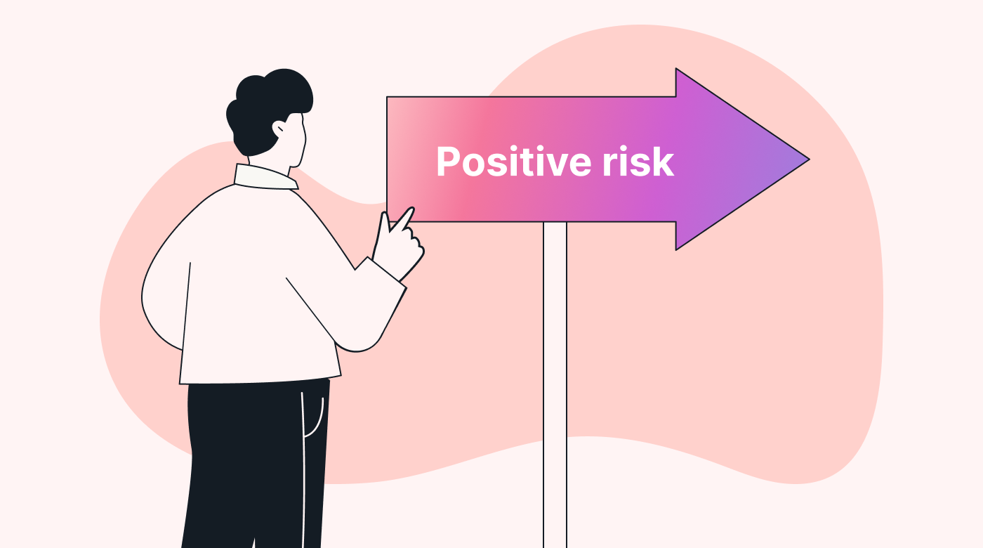 Signs pointing to negative and positive risk in opposite directions
