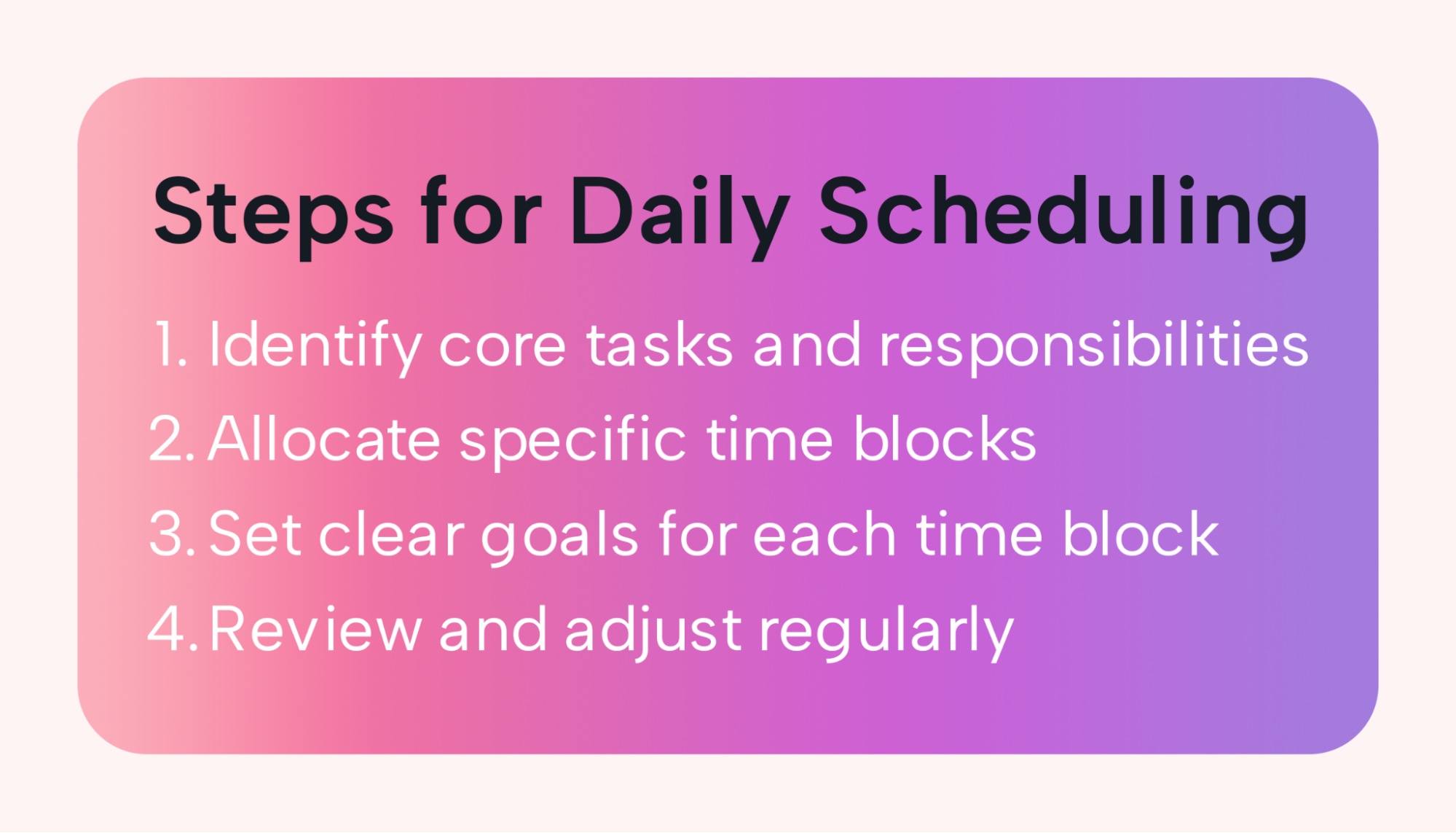 Text box details scheduling steps