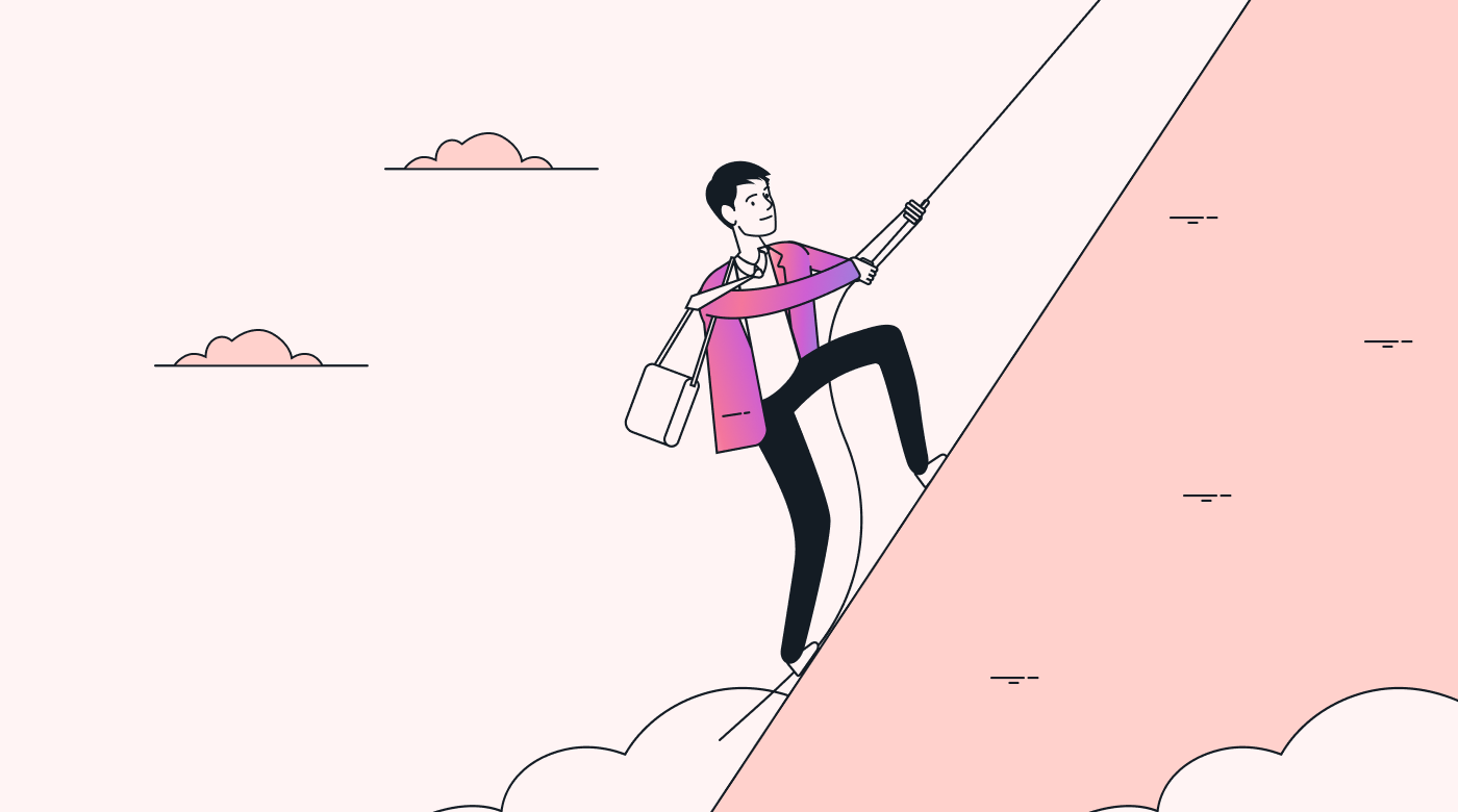 A person climbing a mountain