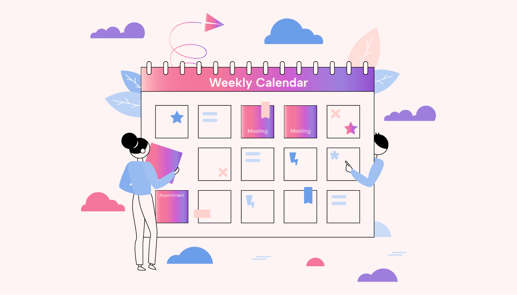 Weekly calendar organization
