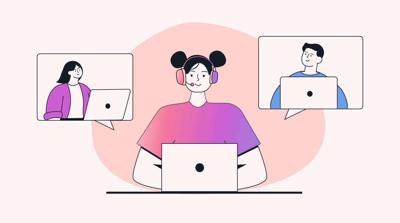Remote employee communicating with team