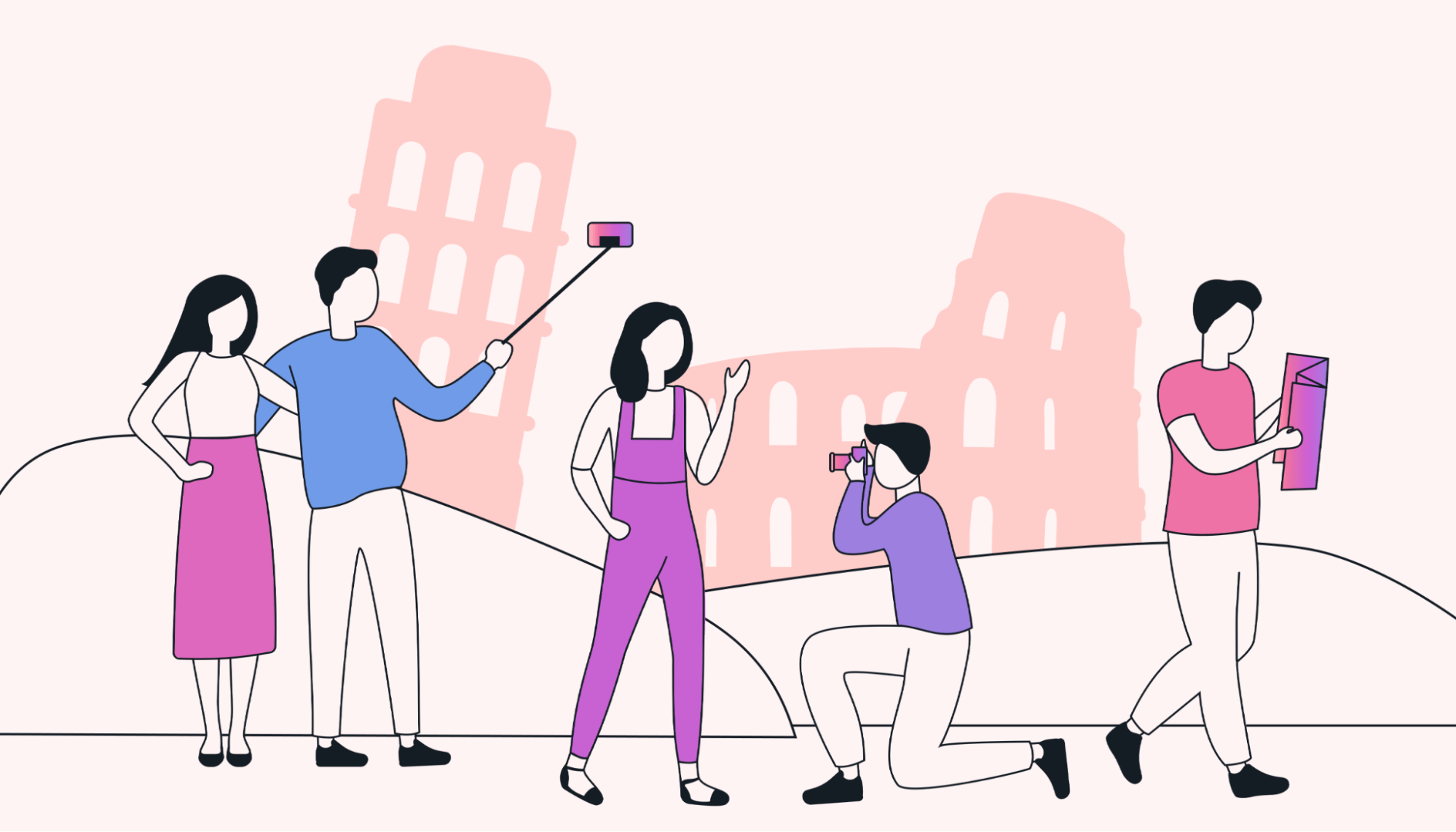 Employees engaged in an outing