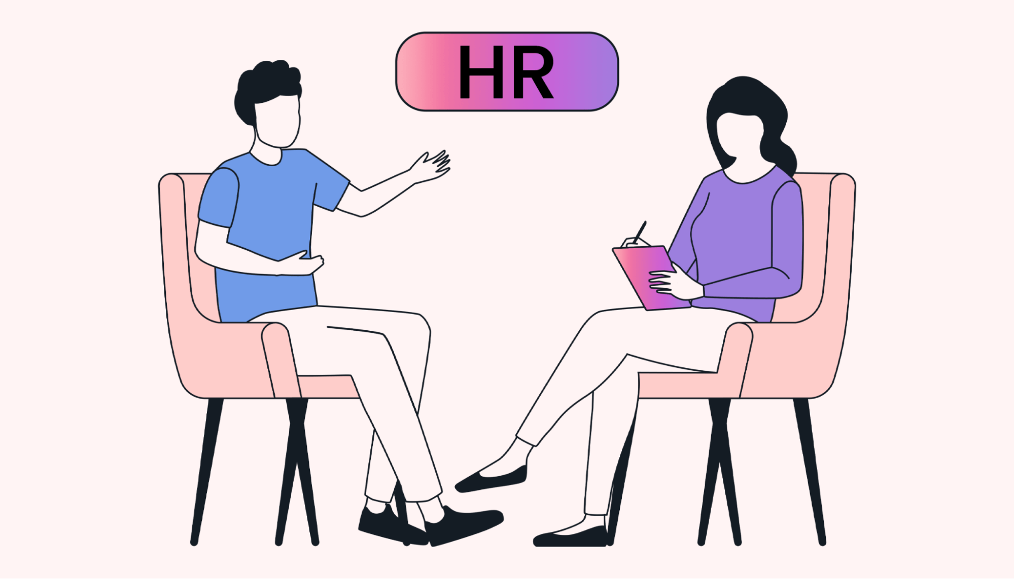 A departing employee having an exit interview