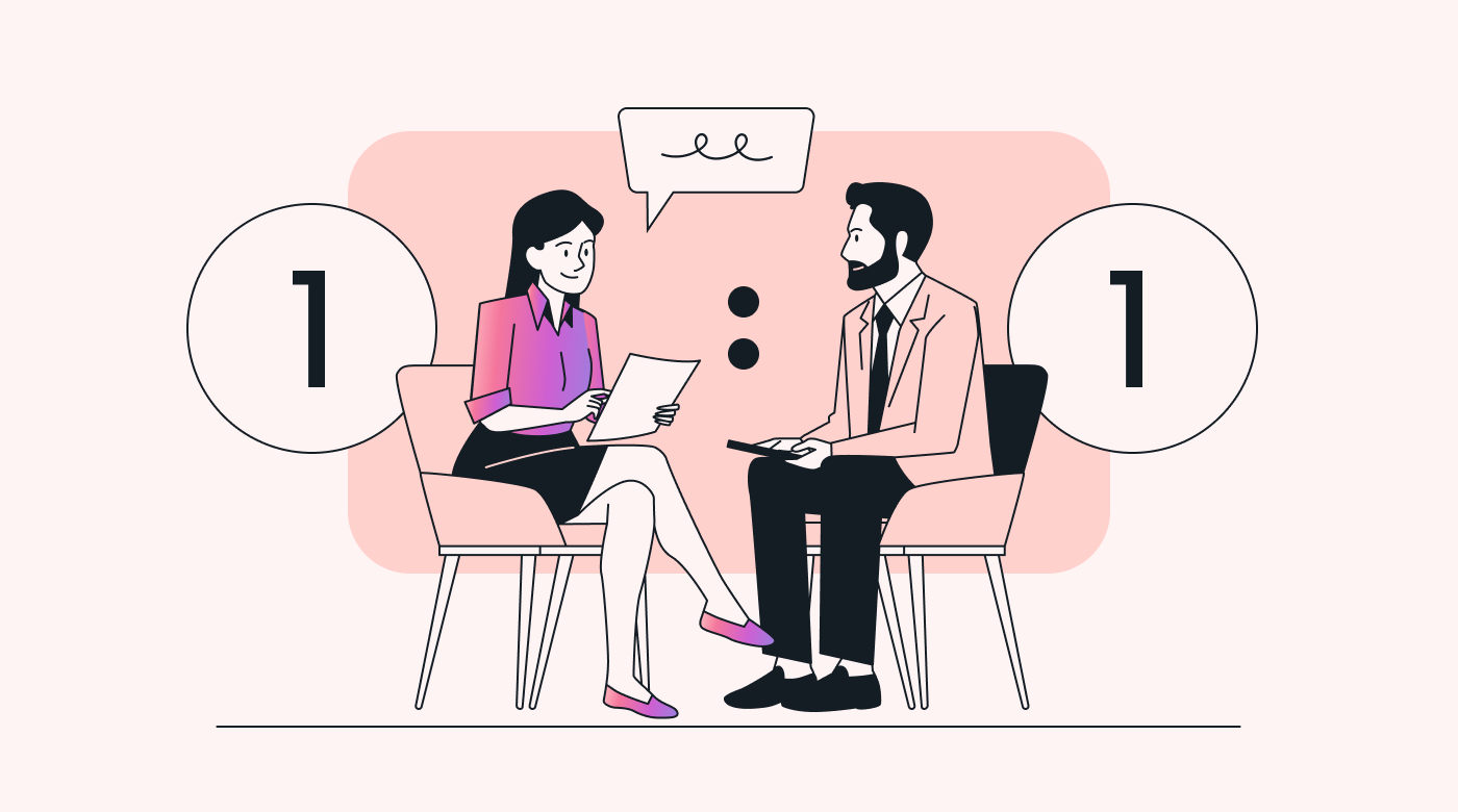 Two employees having a meeting