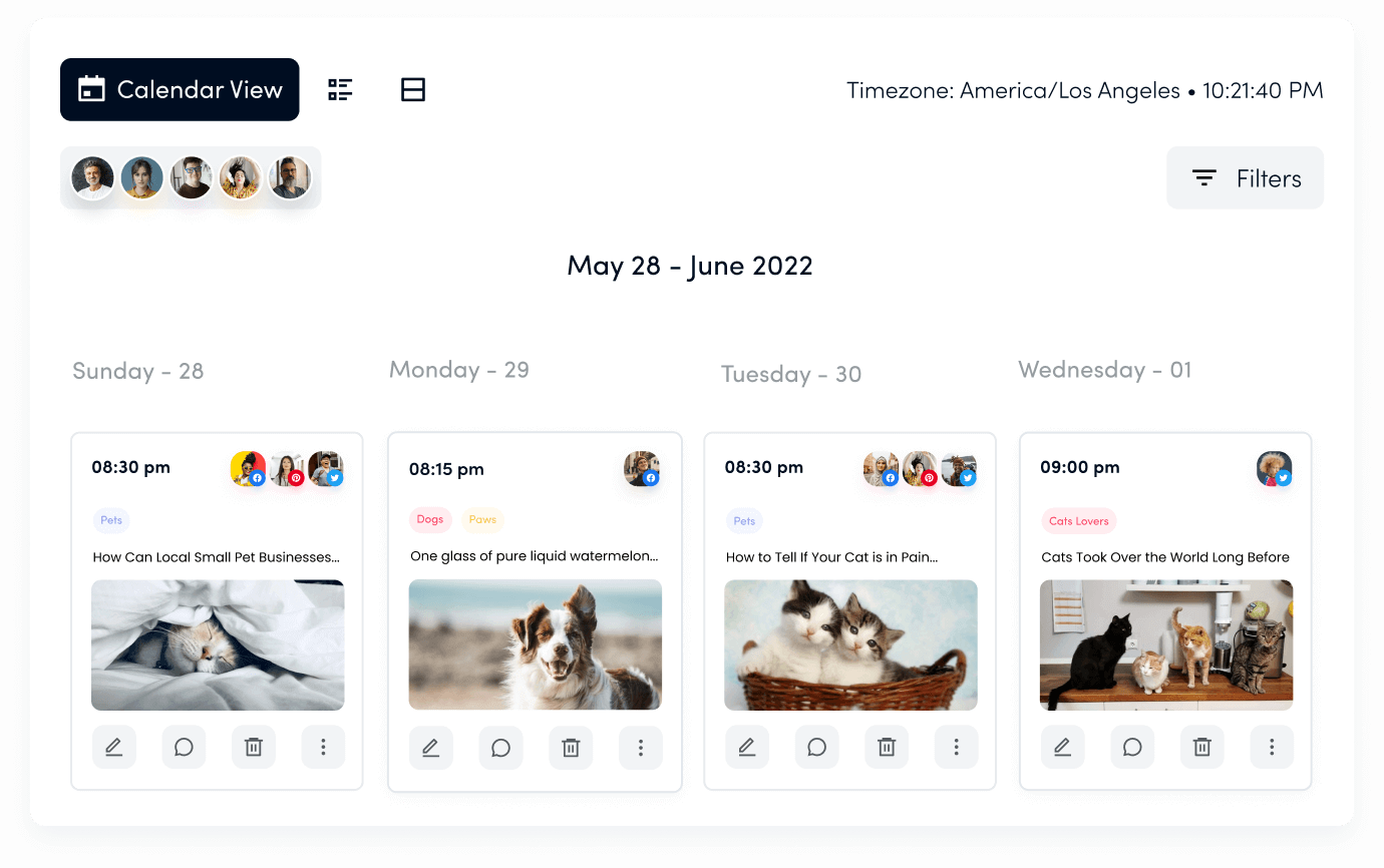 Social calendar view in ContentStudio