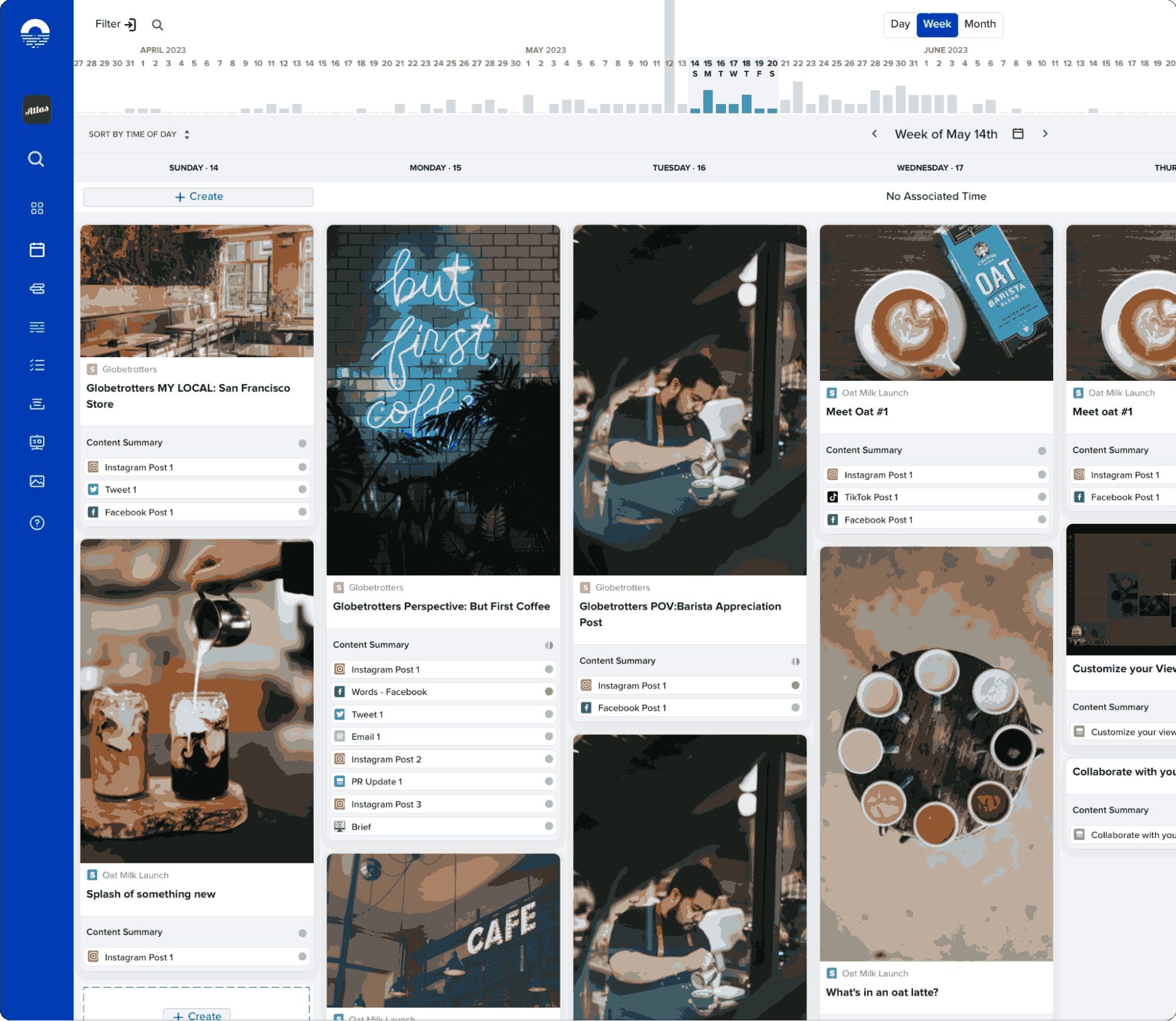 Content calendar in Opal