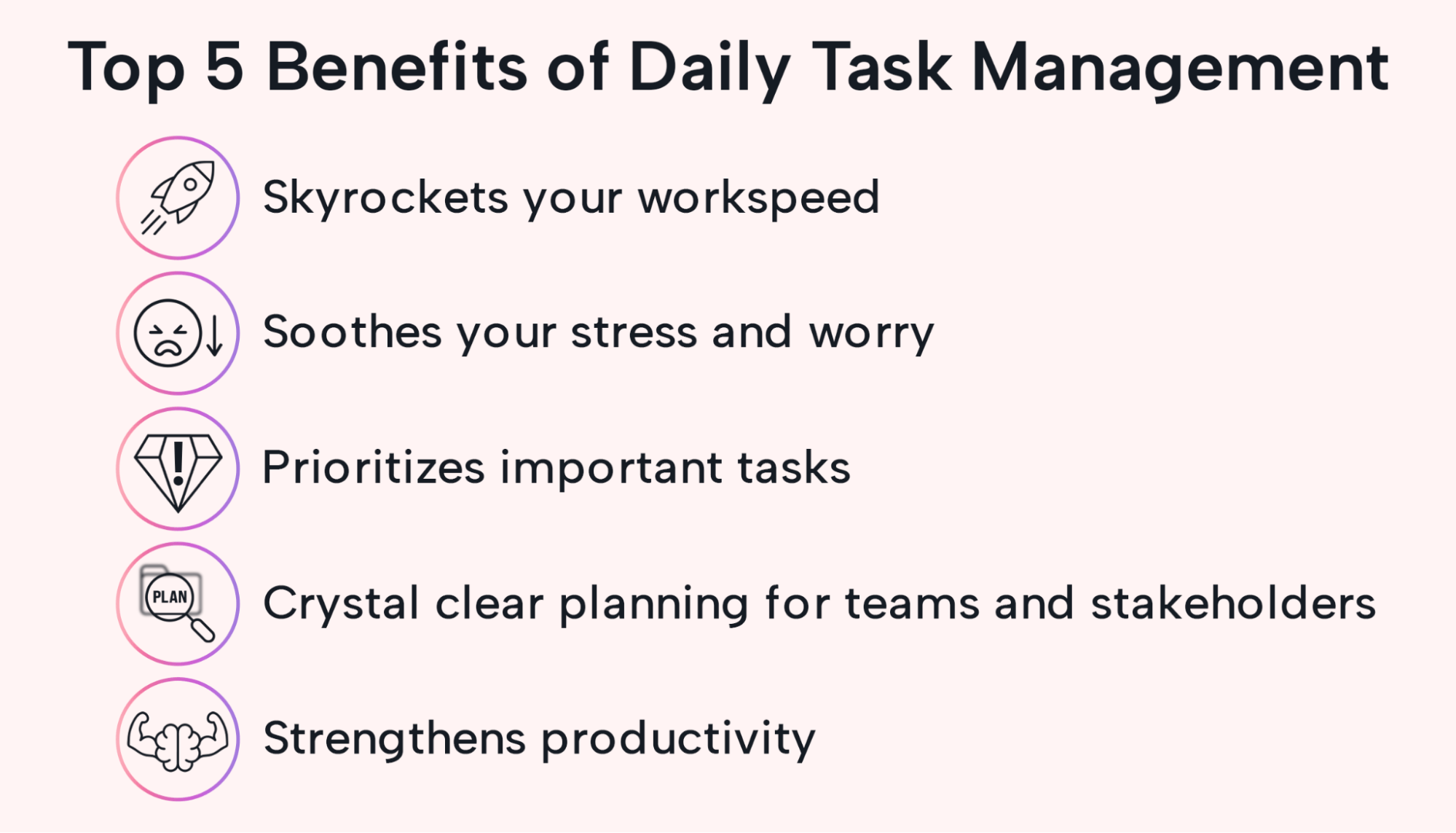 A list of daily task management benefits