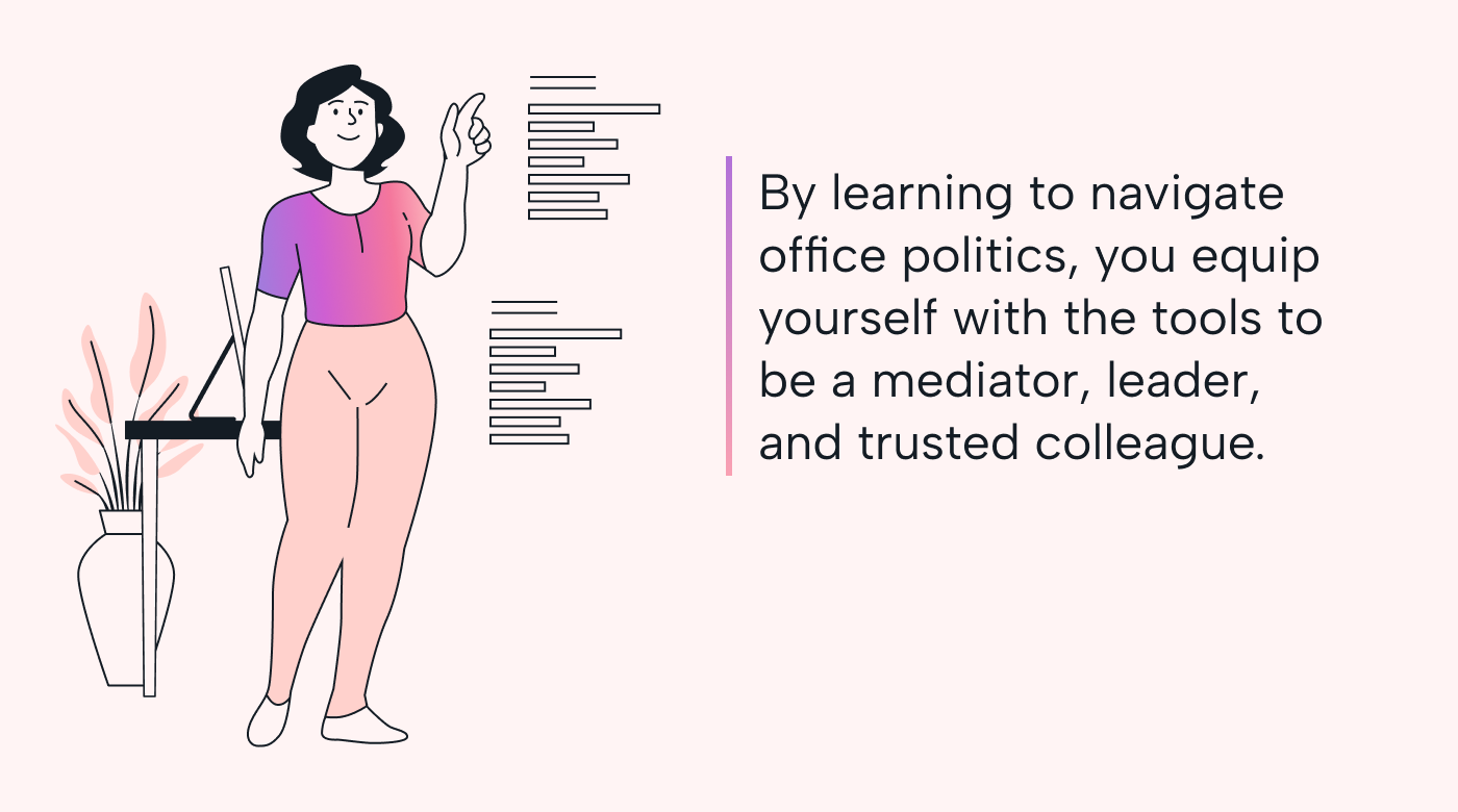 Text about navigating office politics