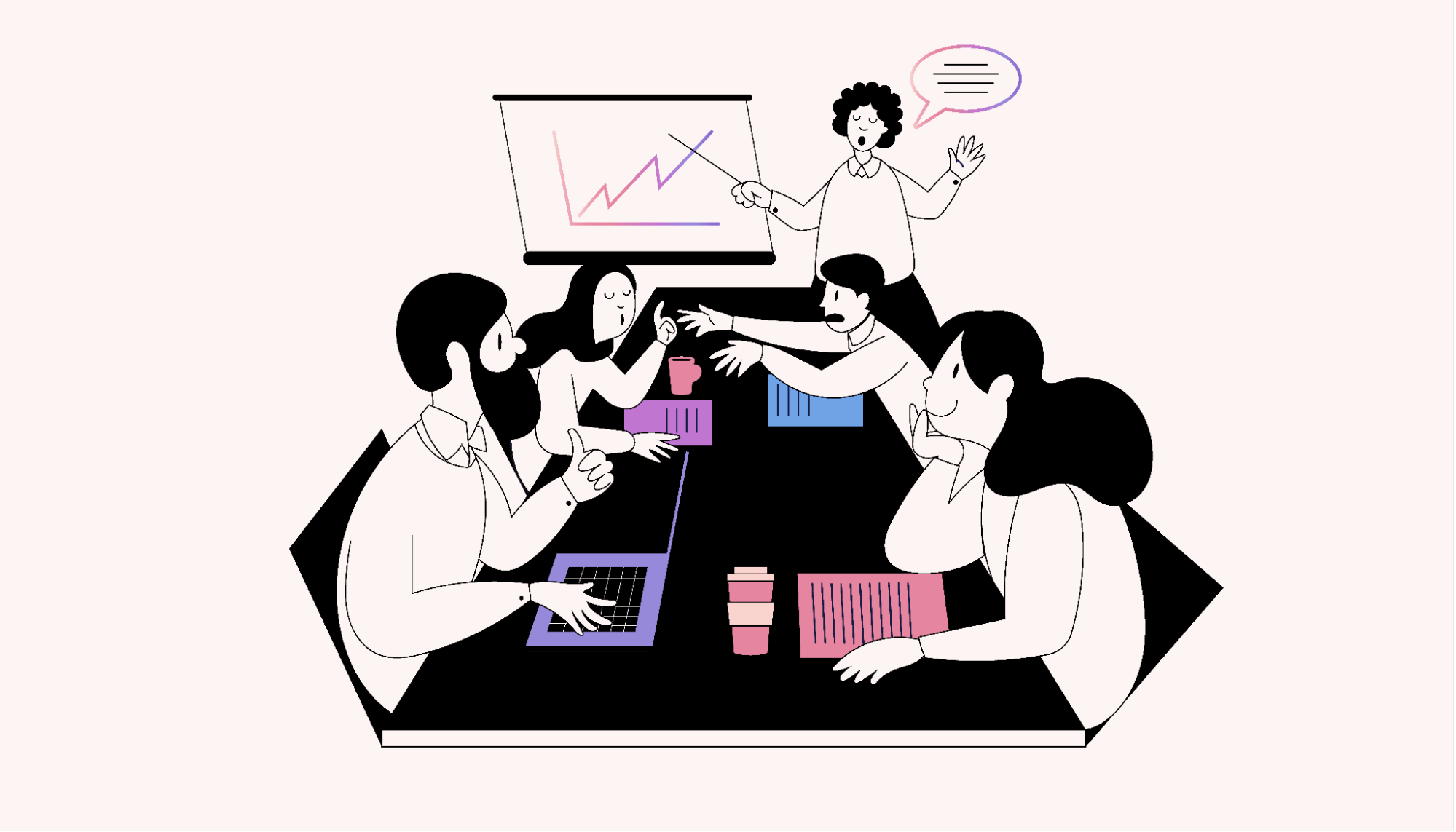 Team of people struggling to collaborate