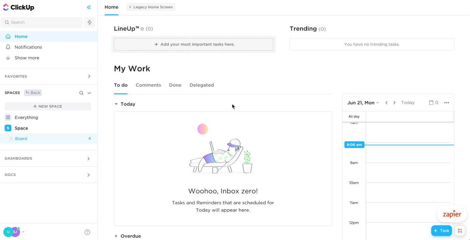 ClickUp dashboard interface