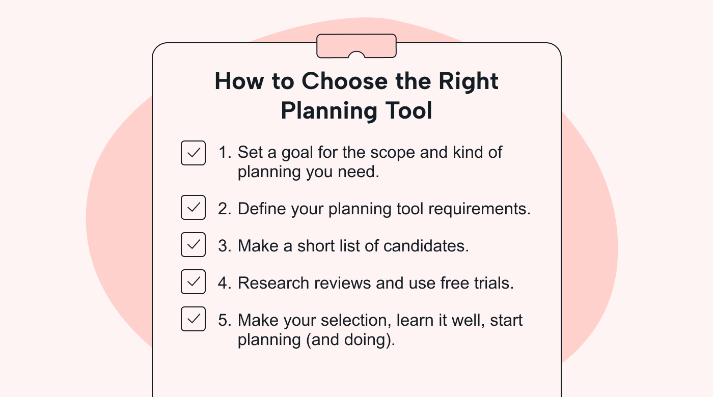 A checklist for choosing the right planning tool