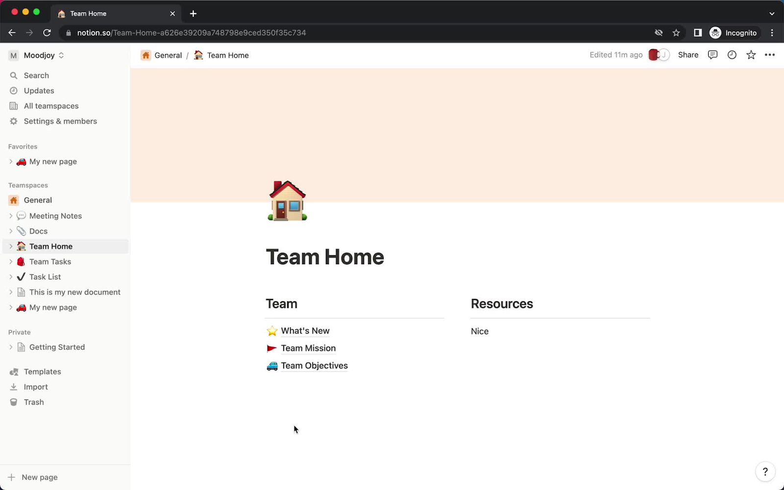 Notion dashboard interface