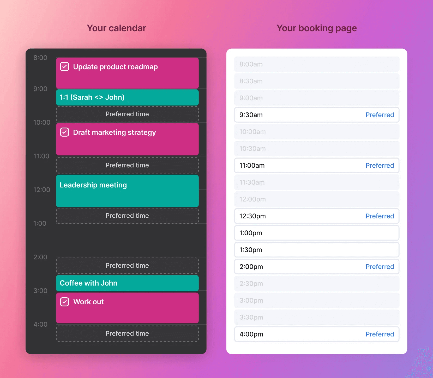 Integrated calendar and booking availability in Motion