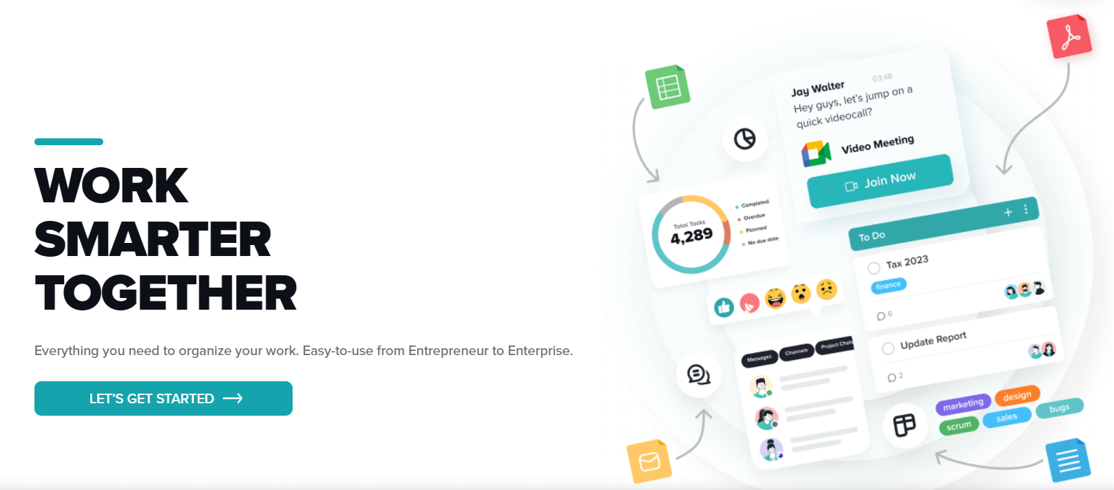Screenshot of Taskworld homepage