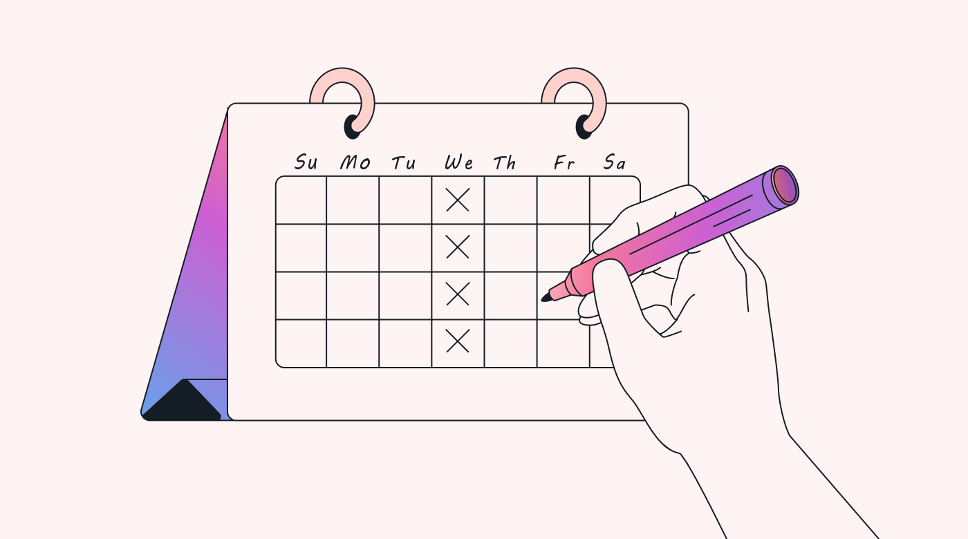Person drawing an X through all the Wednesdays on a calendar.