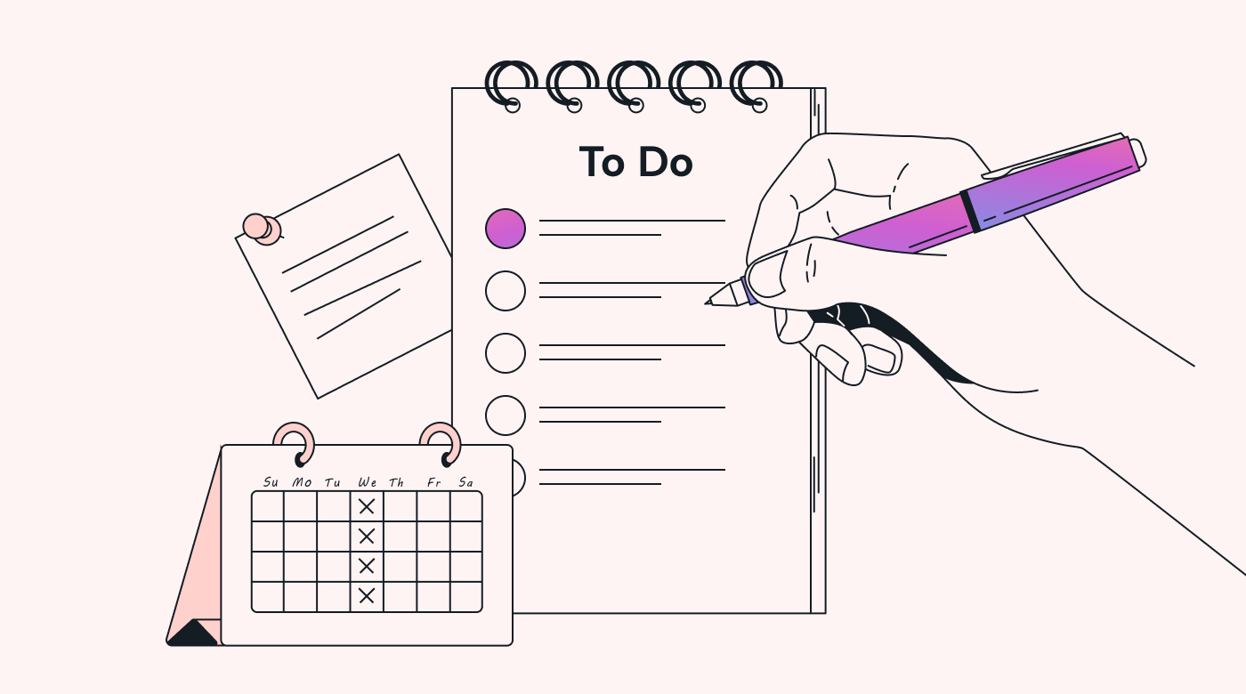 A person creating a todo list for a no meeting day