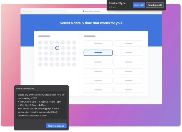 Motion Meeting Assistant online booking