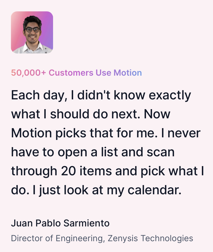 Motion tech firm testimonial
