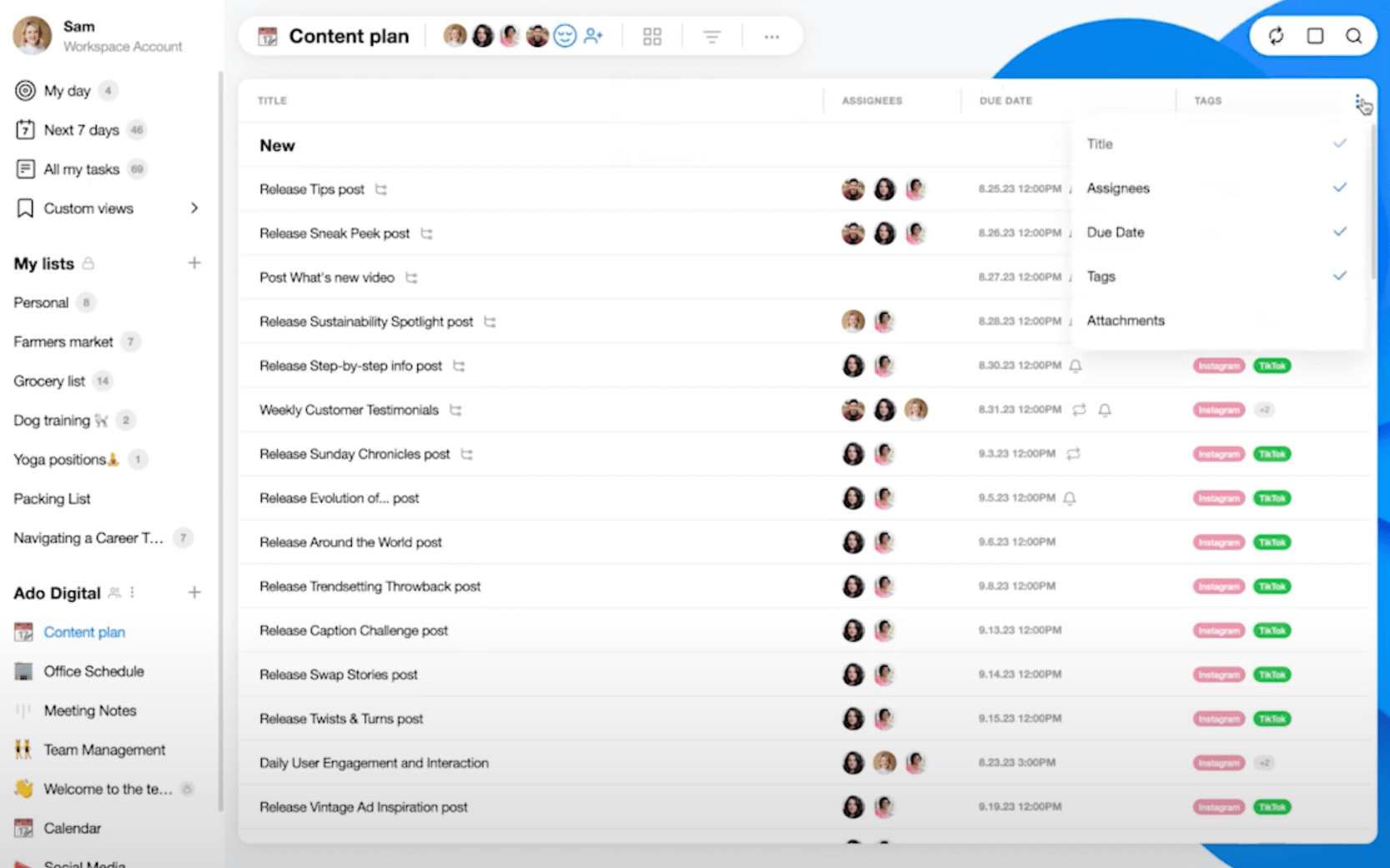 Screenshot with Any.do task management.