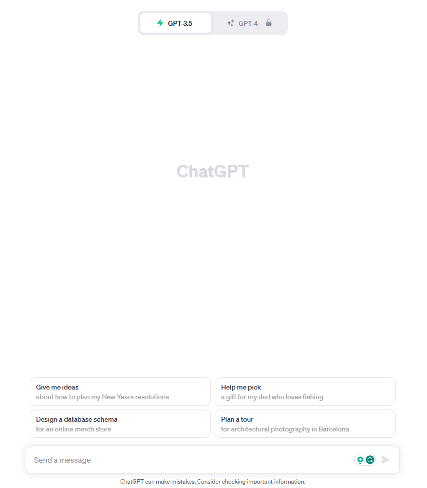 Screenshot of ChatGPT