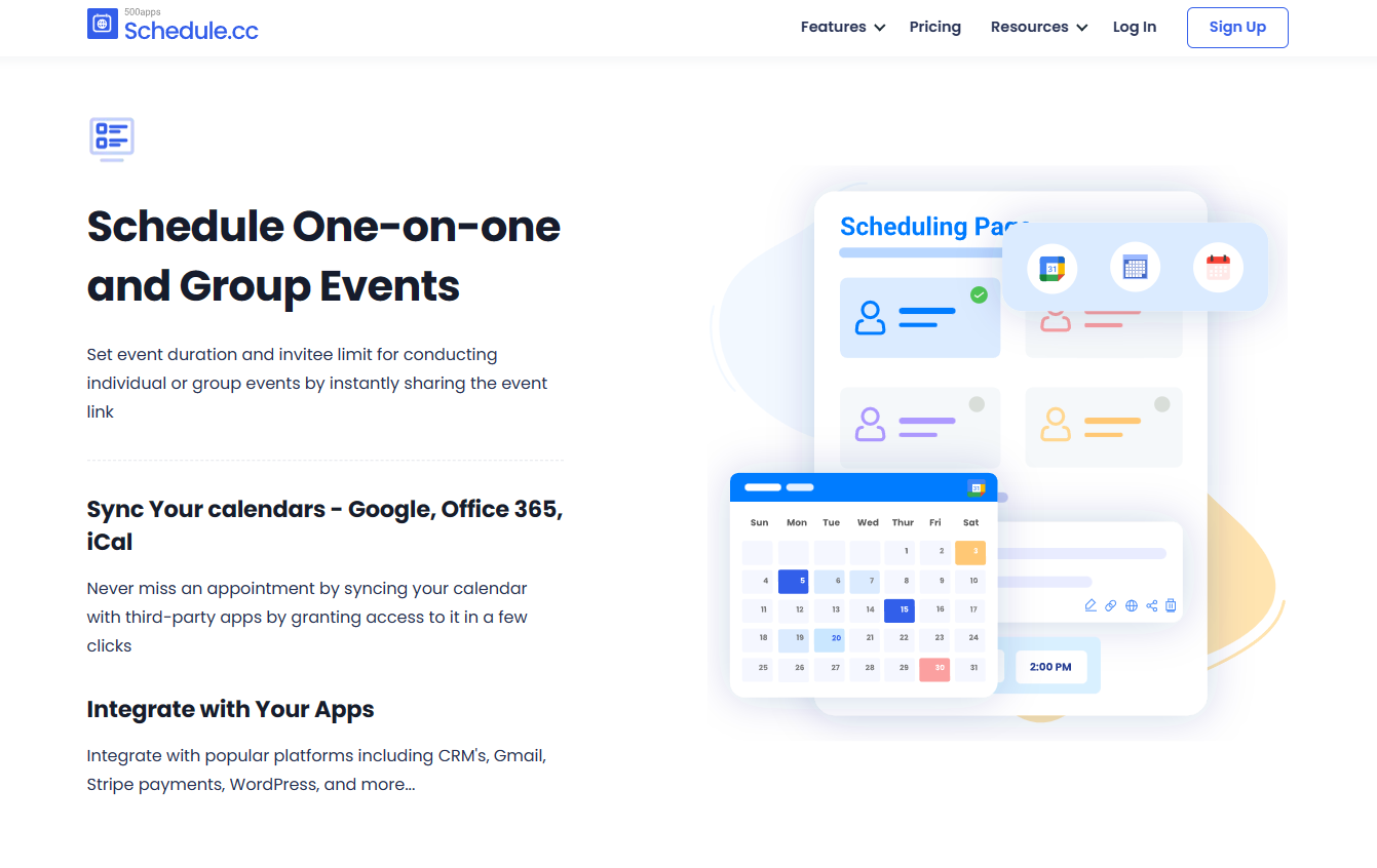 Screenshot of Schedule CC website