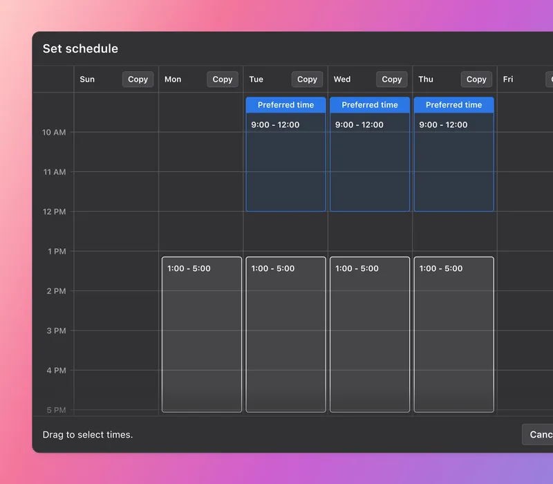 Motion interface dashboard