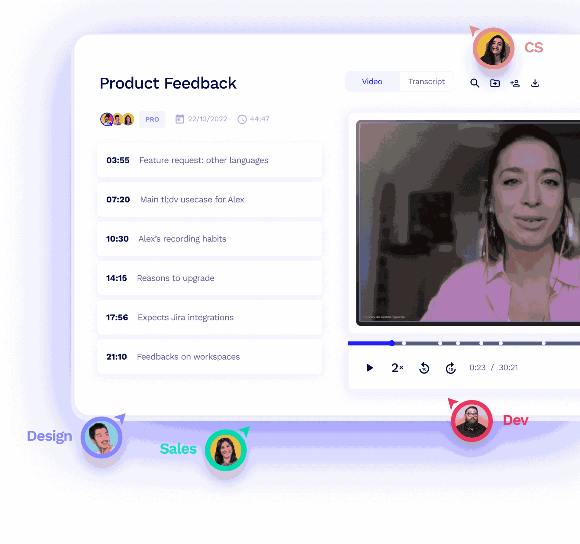 The Tl:dv AI meeting assistant recording a meeting
