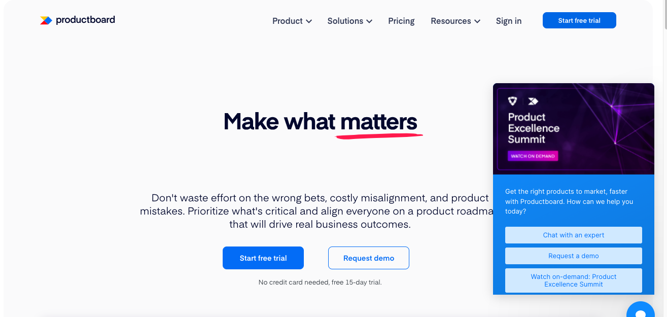 Productboard website homepage