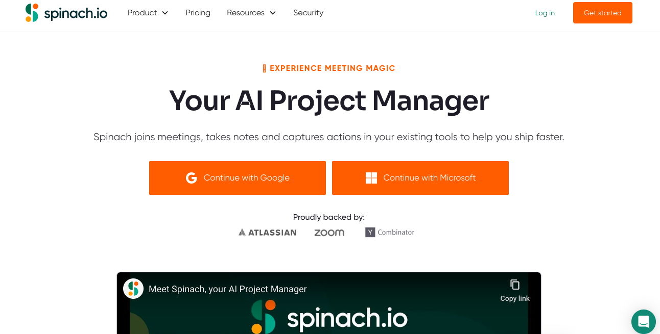 Spinach AI website homepage