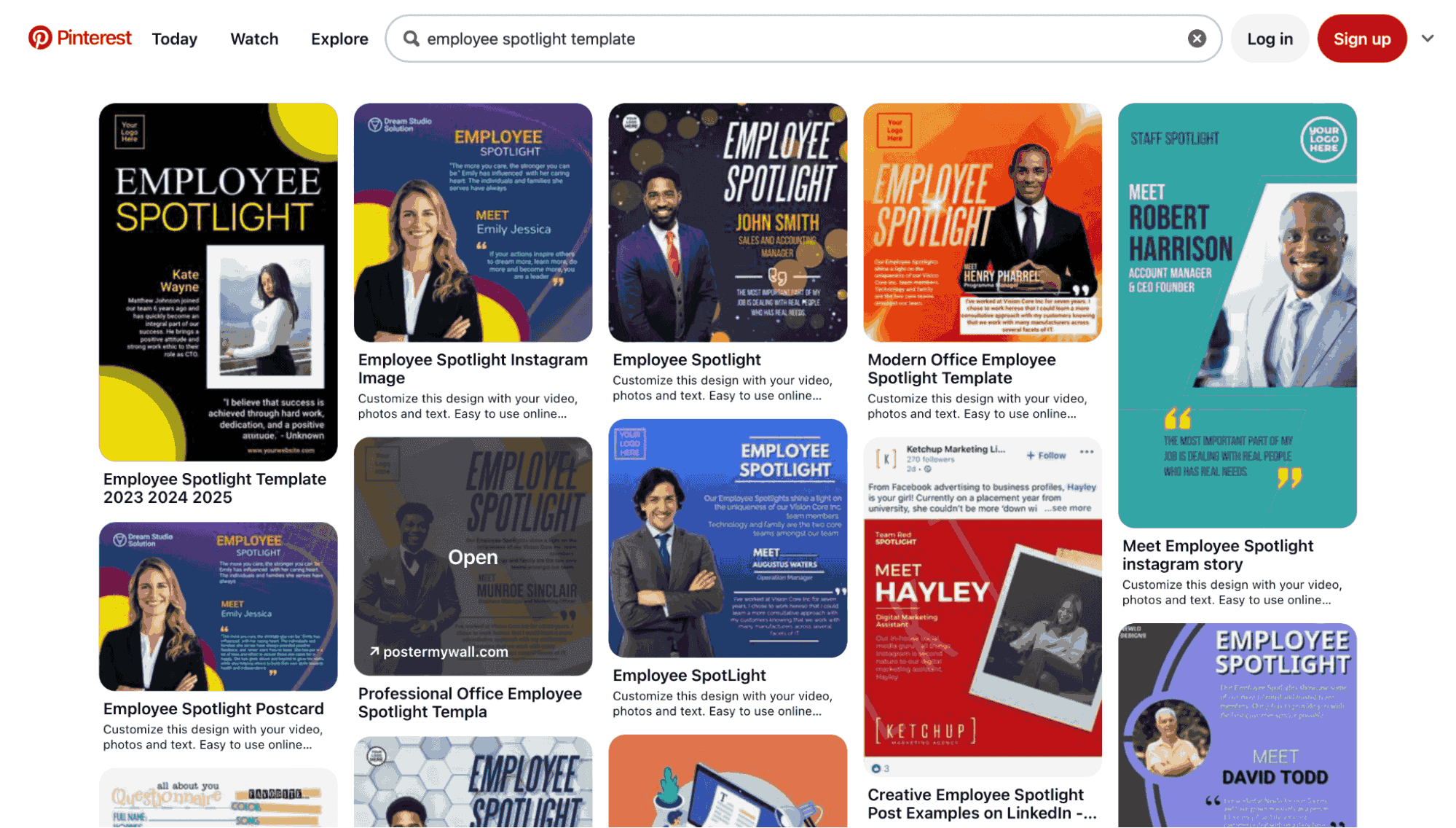 Pinterest employee spotlight templates.