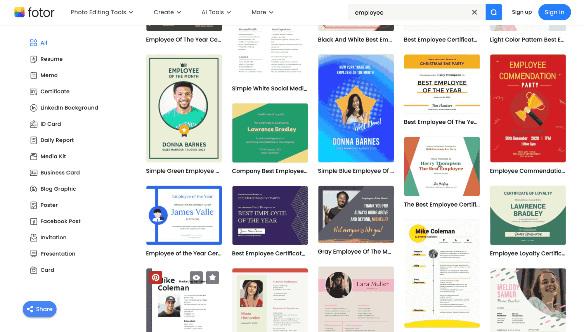 Fotor employee spotlight templates.