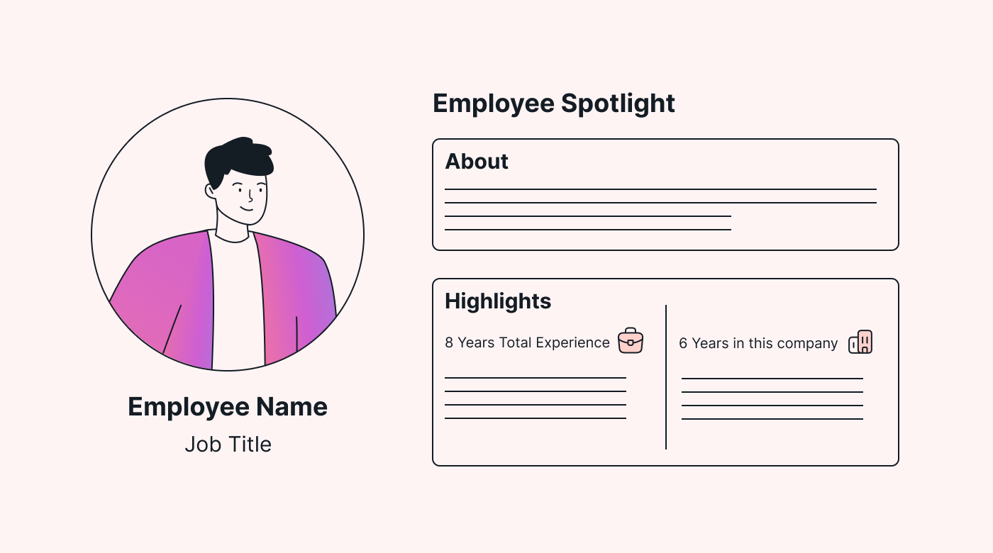 Example of an employee spotlight with name and job title.