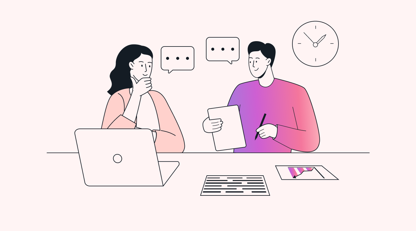 An employee meeting with their manager’s manager for a skip level meeting