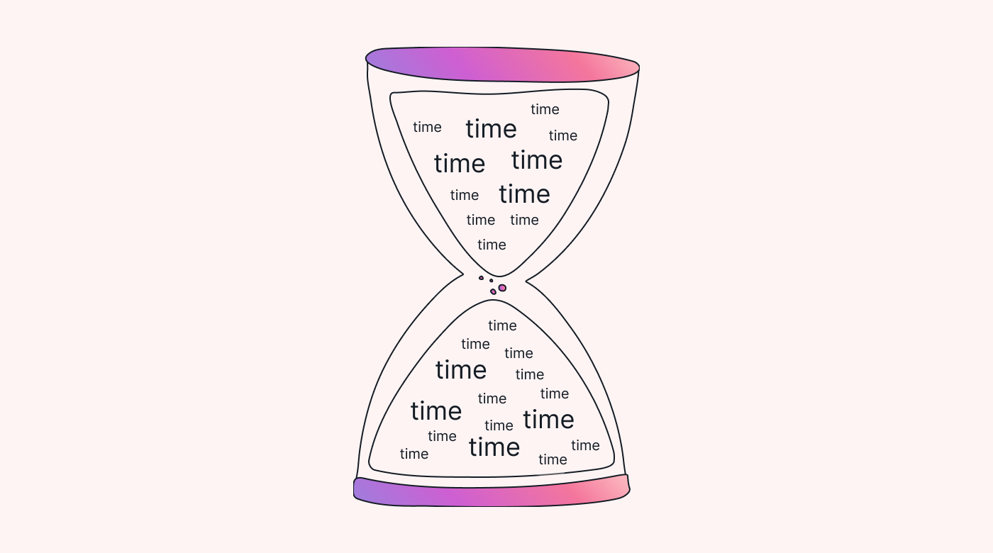 An hourglass with time running through