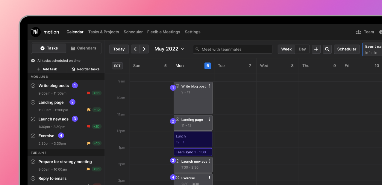 Motion Building Schedule