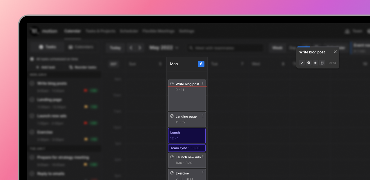Focus banner and schedule in Motion