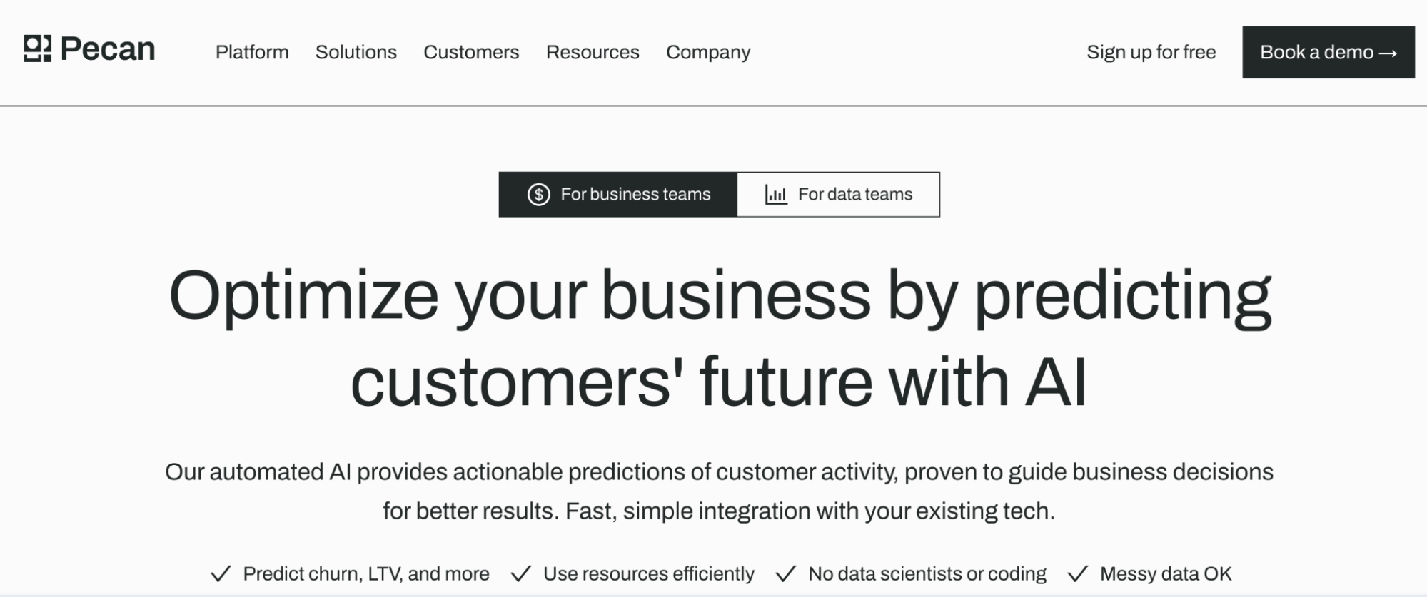 Pecan AI Tool for Business
