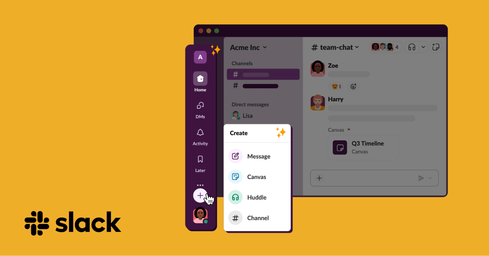 Slack mockup interface